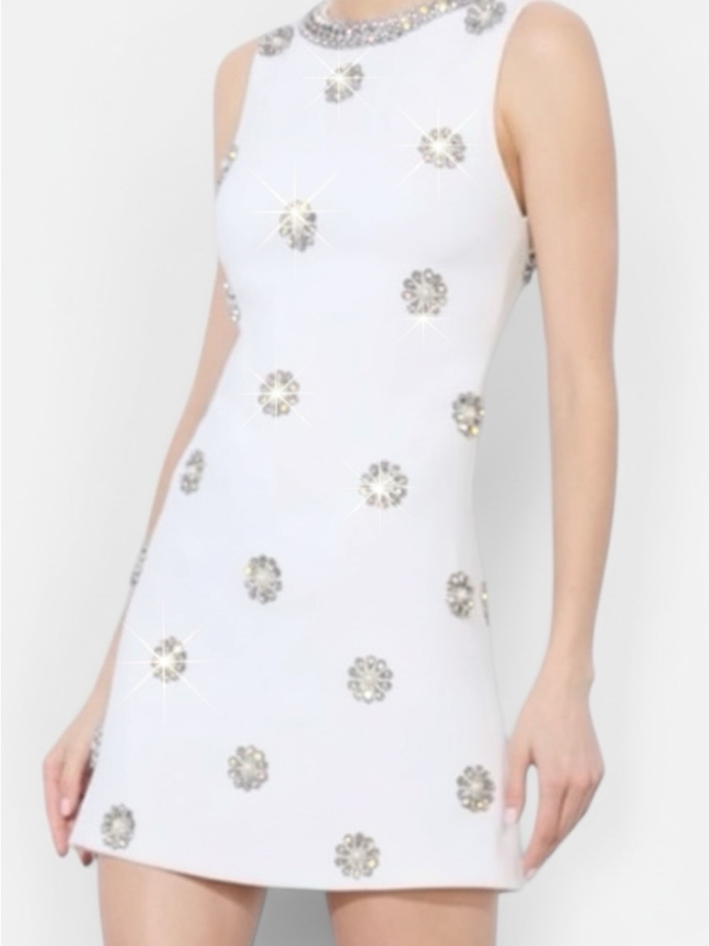 Alice + Olivia White Crystal Mini Dress Bridal Reception Party NWT